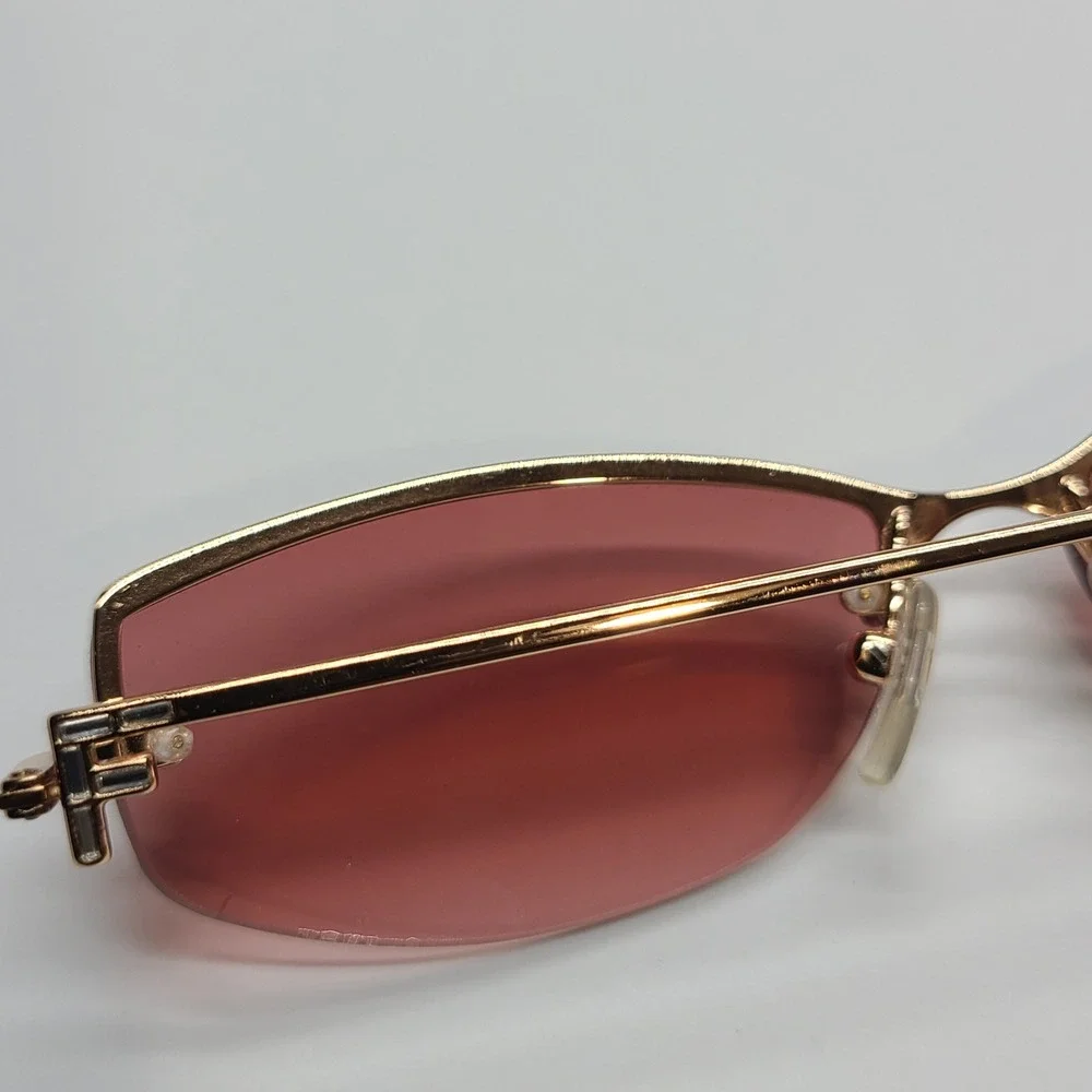 Fendi Pink Lens Rimless Sunglasses with Gold Frame